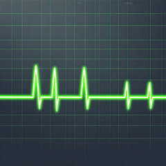 A digital heart monitor line softly pulsing across a dark background, representing heart rate and wellness.