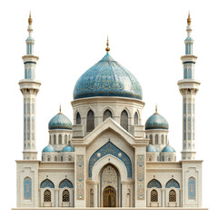 Naklejka premium Grand mosque with large central dome and ornate architectural details