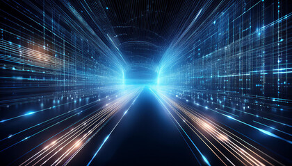 Abstract technology background representing high-speed global data transfer in vibrant colors.
