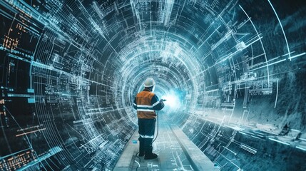 Heavy Industry Welder Working, Welding Inside Pipe. Construction of NLG Natural Gas and Fuels Transport Pipeline. Sustainable Green Power Concept.