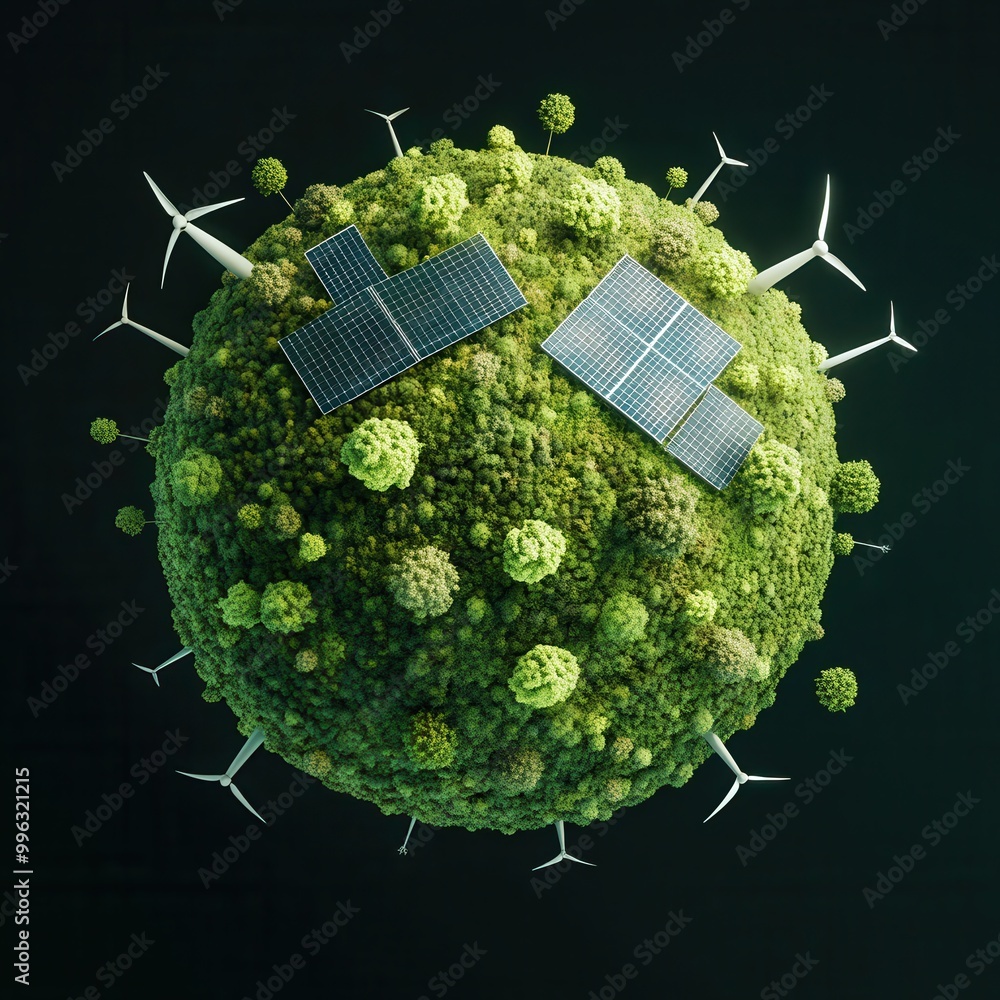 Sticker Green Energy Planet.