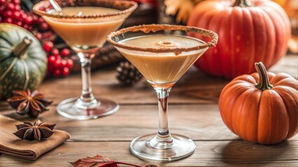 Pumpkin Martini Fall Seasonal Cocktail Pumpkintini, Halloween cocktail.