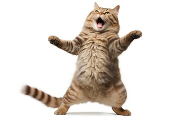 Happy smiling cat dancing mammal animal kitten.