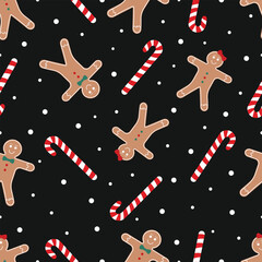 Christmas Seamless Pattern. Christmas and New year Holiday Repeatable Pattern. Decorative Elements Texture for Wallpaper, Gift Wrapping paper, Card or Banner Template or Fabric Textile Prints.