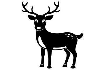 Christmas reindeer character isolated black icon. Rudolph, wild.