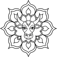 Bull Mandala Vector Illustration for Creative Coloring