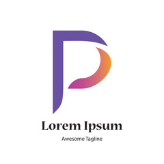P letter initial logo design icon