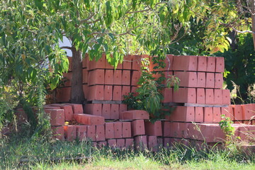 stack of curb stones  ready to be laid