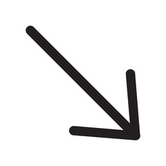 Down Right Arrow Icon Glyph Style. Simple Direction Symbol Vector Illustration — Pixel-perfect Icon.