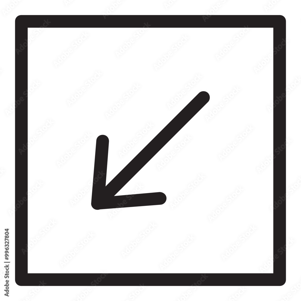 Poster left bottom arrow icon outline style. simple direction symbol vector illustration — pixel-perfect ic