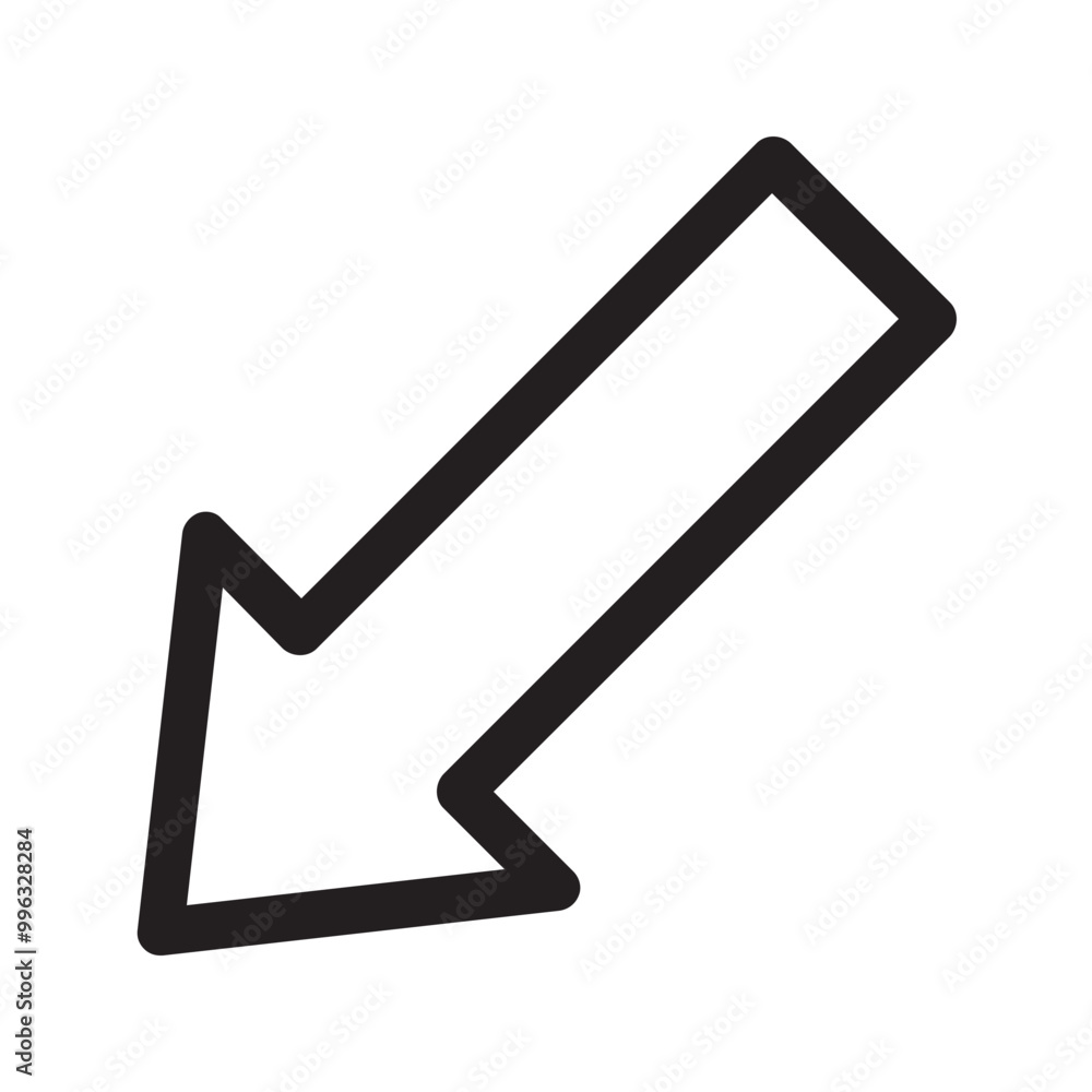 Poster left bottom arrow icon outline style. simple direction symbol vector illustration — pixel-perfect ic