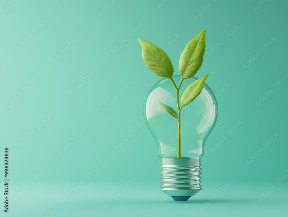 Canvas Prints Green Energy Concept - Plant Growing Inside Lightbulb.