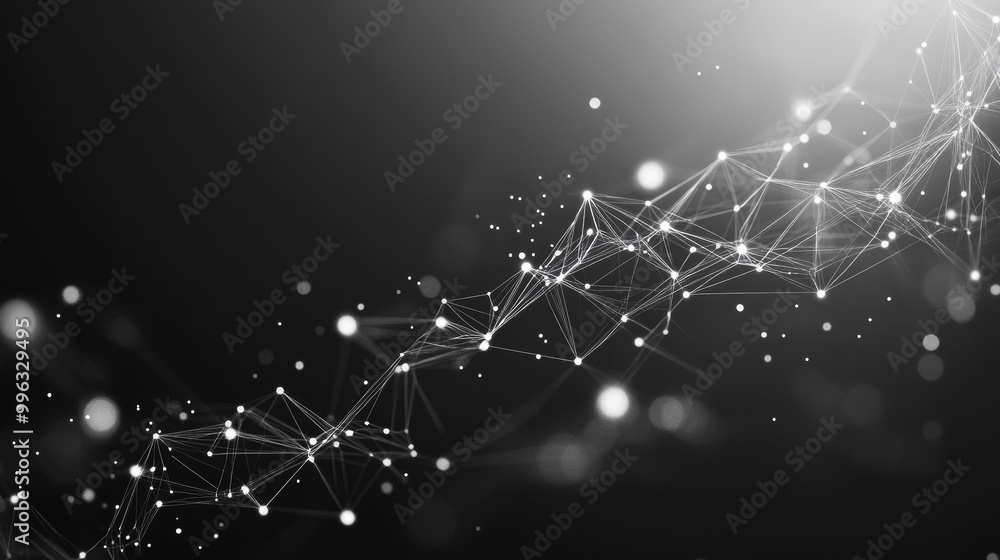 Poster abstract digital connection of moving dots and lines, representing a technological background. a net