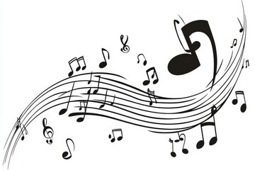 Black silhouette of a music notes on a white background.