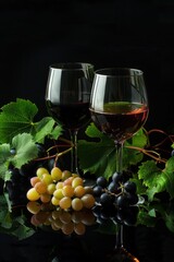 Naklejka premium Fresh grape, grape wine glass