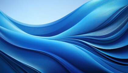 Obraz premium Flowing Oceanic Waves in Abstract Blue Tones. Serene Representation of Liquid Energy with Smooth Curves and Textures Blending in Calm Horizon