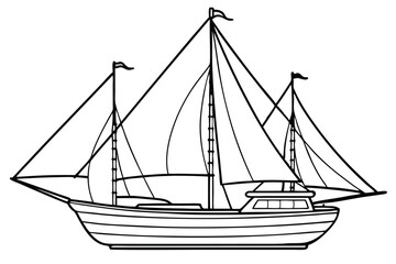 Sail boat line art vector