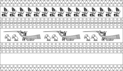 Vector sketch illustration silhouette design frame baground pattern classic vintage ethnic traditional Mayan tribe 