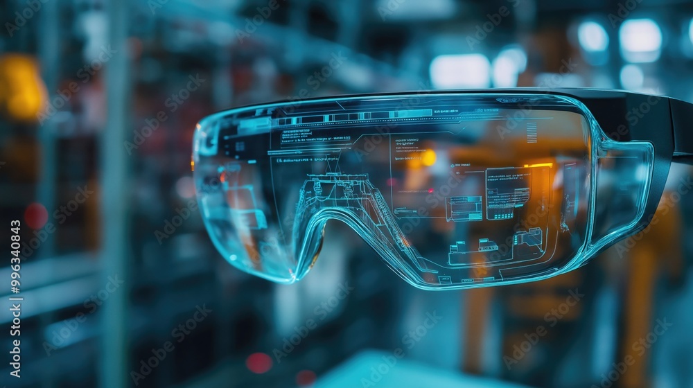 Aufkleber a futuristic augmented reality device showcasing digital interfaces and technology.