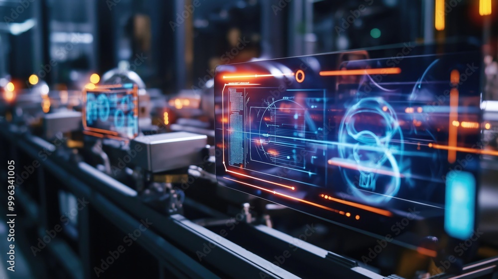 Aufkleber a futuristic augmented reality device showcasing digital interfaces and holographic elements.