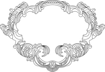 Vector sketch illustration silhouette design decorative floral ornament classic vintage ethnic traditional european