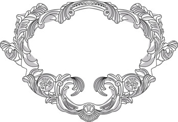 Vector sketch illustration silhouette design decorative floral ornament classic vintage ethnic traditional european