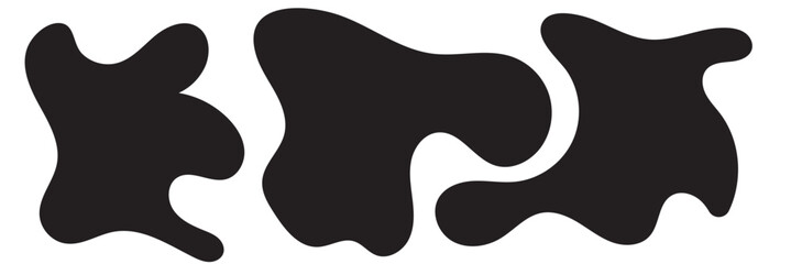 Modern liquid irregular blob shape abstract elements graphic flat style design fluid vector illustration set.