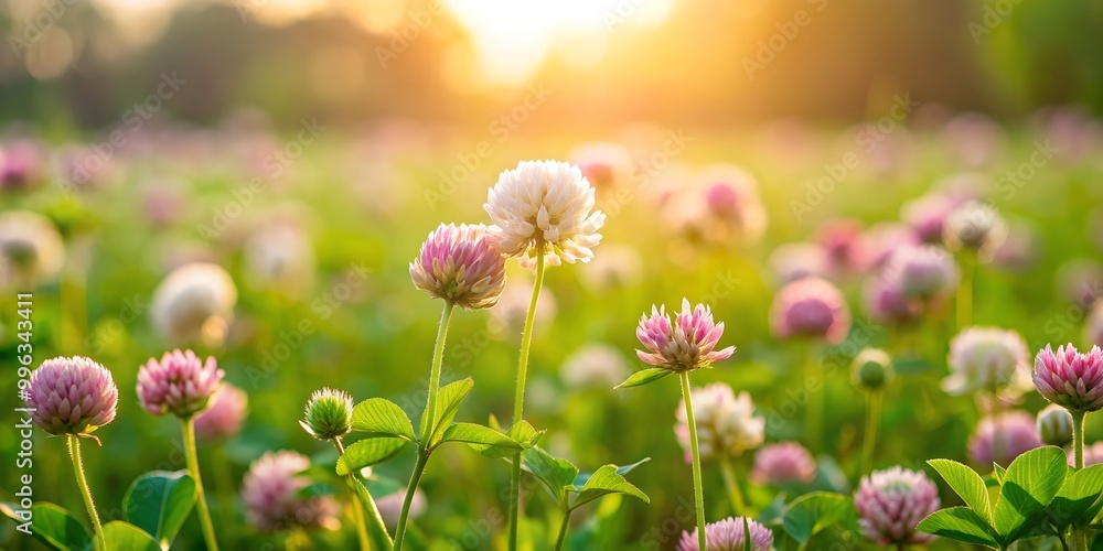 Poster clover field nature background generative ai