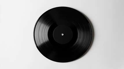 A black vinyl record centered on a white background, ideal for showcasing album artwork or graphic design mockups.