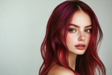 Naklejka premium A beauty portrait of a woman's hair after a salon treatment