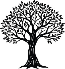 Olive tree silhouette icon isolated on white background.