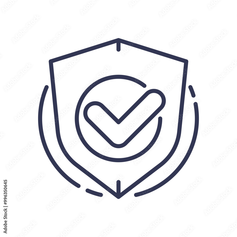 Poster a shield icon with a checkmark, symbolizing security and protection.