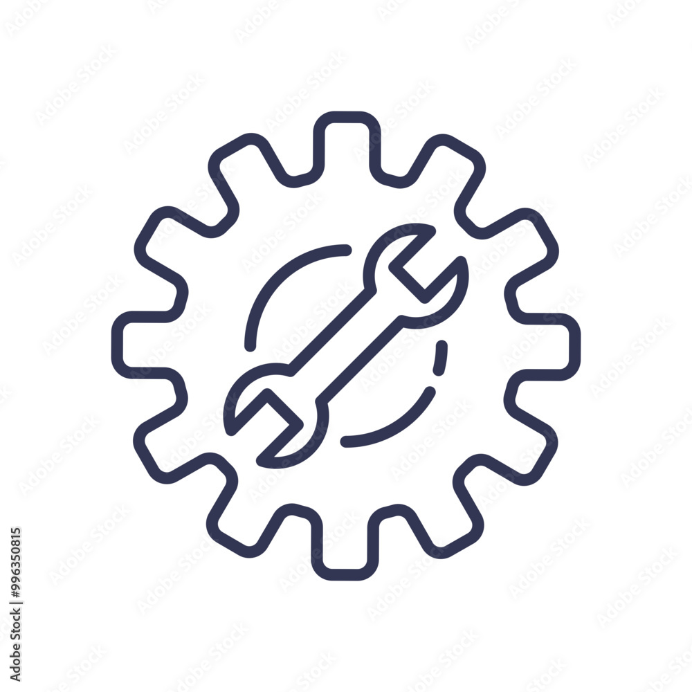 Poster gear and wrench icon symbolizing continuous improvement and process optimization.