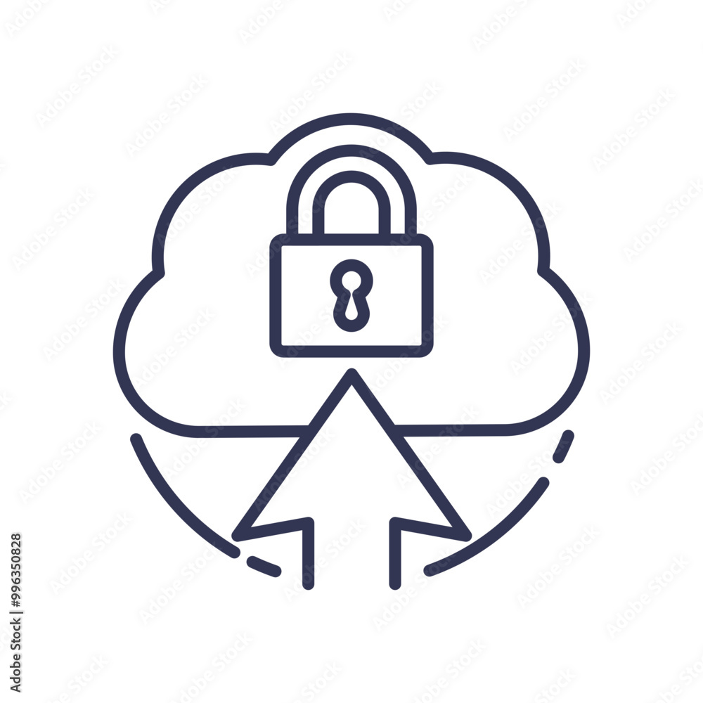 Aufkleber cloud with a padlock and an upward arrow symbolizing secure cloud storage and data protection.