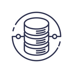 Illustration of a database icon with interconnected nodes, representing data storage and management.