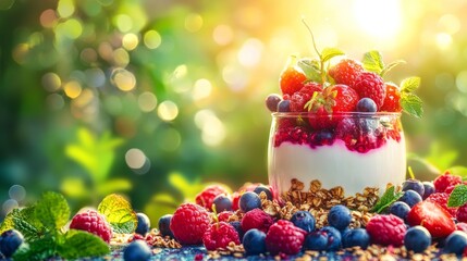 The image of cream with fruits in HD 8K resolution is available as a stock photograph
