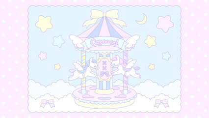 ファンシー♪メリーゴーランドなピンクドット壁紙⭐︎