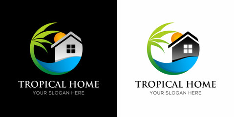 tropical home vector logo