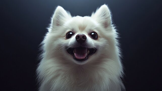 Stock photograph of a pomeranian dog portrait in HD 8K