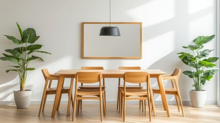 Modern Dining Room Interior Design with Wooden Table and Chairs