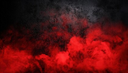 Abstract Red Smoke Rising Against a Dark Black Textured Background. Fiery, Dramatic Atmosphere Symbolizing Intensity, Mystery, and Danger in Bold Red and Black Hues