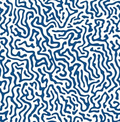 A blue and white seamless pattern of small simple squiggles