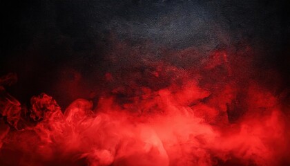 Abstract Red Smoke Rising Against a Dark Black Textured Background. Fiery, Dramatic Atmosphere Symbolizing Intensity, Mystery, and Danger in Bold Red and Black Hues