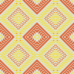 Embroidery Traditional Granny Square Patternfolk Embroidery, Aztec Geometric Ornament Print. Design for Carpet, Wallpaper, Clothing, Wrapping, Fabric