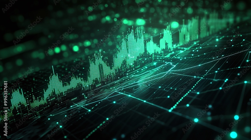 Aufkleber abstract digital graphic with green data visualization, highlighting modern analytics and technology