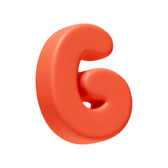 Voluminous letter G. letter sign red soft color. Realistic 3d design in cartoon style. Isolated on white background. vector illustration