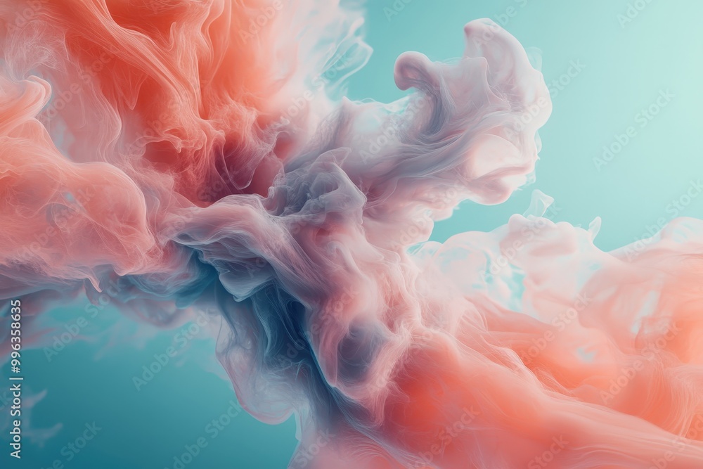 Poster captivating swirls of color: an ethereal dance of soft hues and fluid dynamics in motion