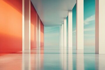 A Dynamic Fusion of Architecture and Color in a Modern Futuristic Interior Design Setting