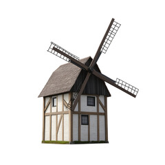 Old windmill on transparent background