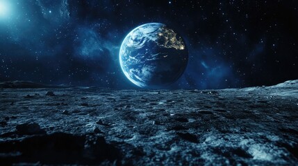 View of Earth from the moon showcasing the blue planet Ideal for space themed backgrounds and travel inspirations
